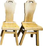 4x vintage brutalist Belgisch eiken stoelen 1950, Huis en Inrichting, Stoelen, Ophalen, Gebruikt, Hout, Vier