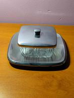 Beurrier en verre et métal Demeyere 10cm H 5cm vintage 60, Antiquités & Art, Enlèvement