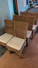 Riet & eiken stoelen met kussen, Huis en Inrichting, Ophalen, Zo goed als nieuw