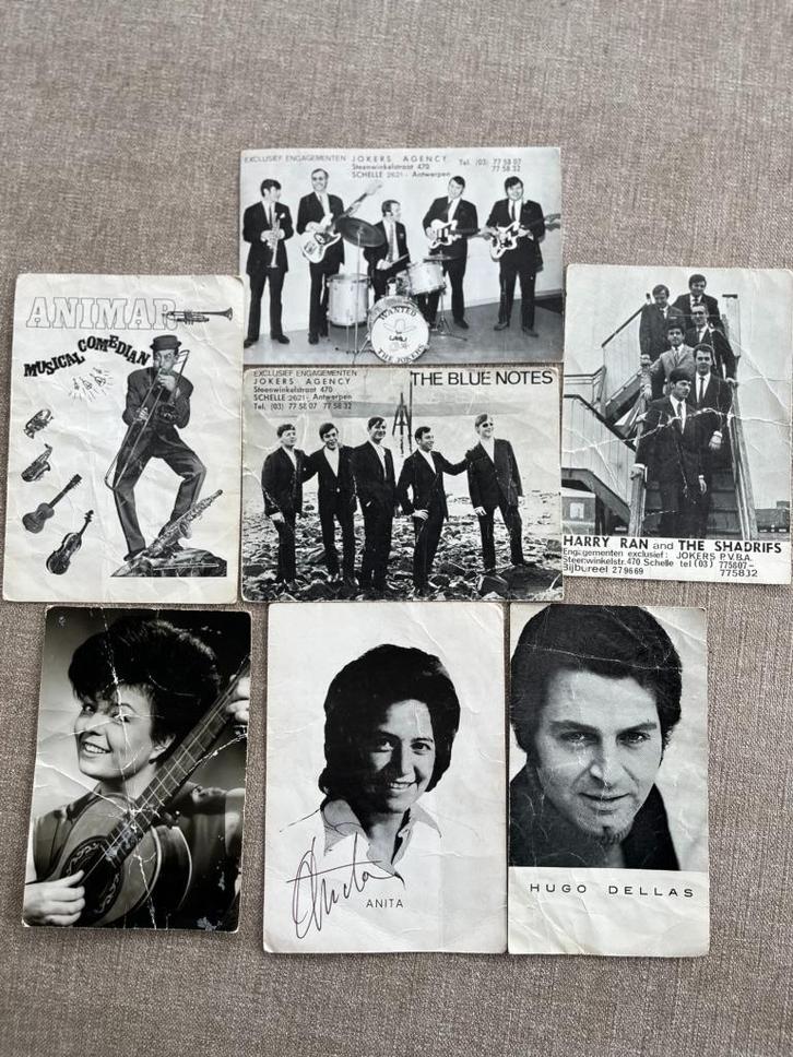 Foto's Vlaamse vedetten 60er jaren, Collections, Musique, Artistes & Célébrités, Utilisé, Photo ou Carte, Signé, Enlèvement ou Envoi
