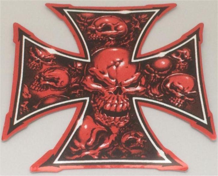 Iron Cross Skull metallic sticker #8, Verzamelen, Stickers, Nieuw, Verzenden