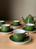 Vintage koffieset: groen met gouden details, 11-delig, Antiek en Kunst, Ophalen of Verzenden