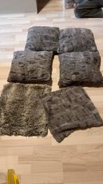 Set van 4 kussens en 2 extra overtrekken, Ophalen, Gebruikt, Grijs, Vierkant
