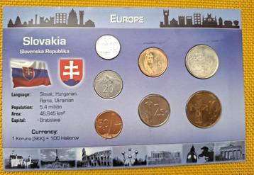 Kaart met 7 munten van Slowakije beschikbaar voor biedingen