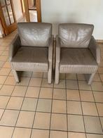 2 fauteuils cuir brun sur roulettes, Gebruikt, Leer, Ophalen