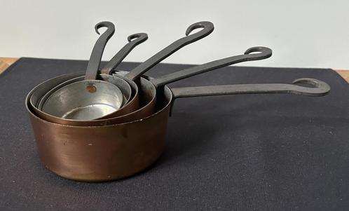 5 casseroles en cuivre rouge, Antiquités & Art, Antiquités | Bronze & Cuivre, Cuivre, Enlèvement ou Envoi