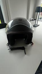 vespa retro helm zwart met bruin leder, Ophalen of Verzenden, Nieuw