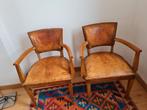 Paire de petits fauteuils cuir art deco, Antiquités & Art