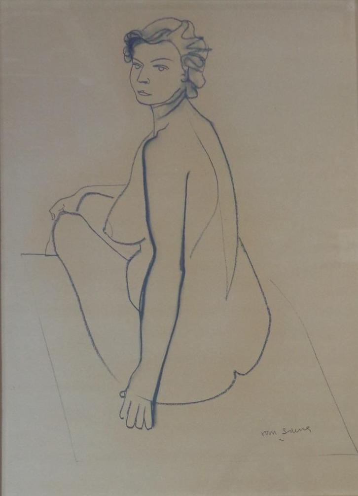 MAURICE VAN SAENE / RUGGELINGS NAAKT / ORIGINEEL / 103x77cm, Antiek en Kunst, Kunst | Schilderijen | Klassiek, Ophalen