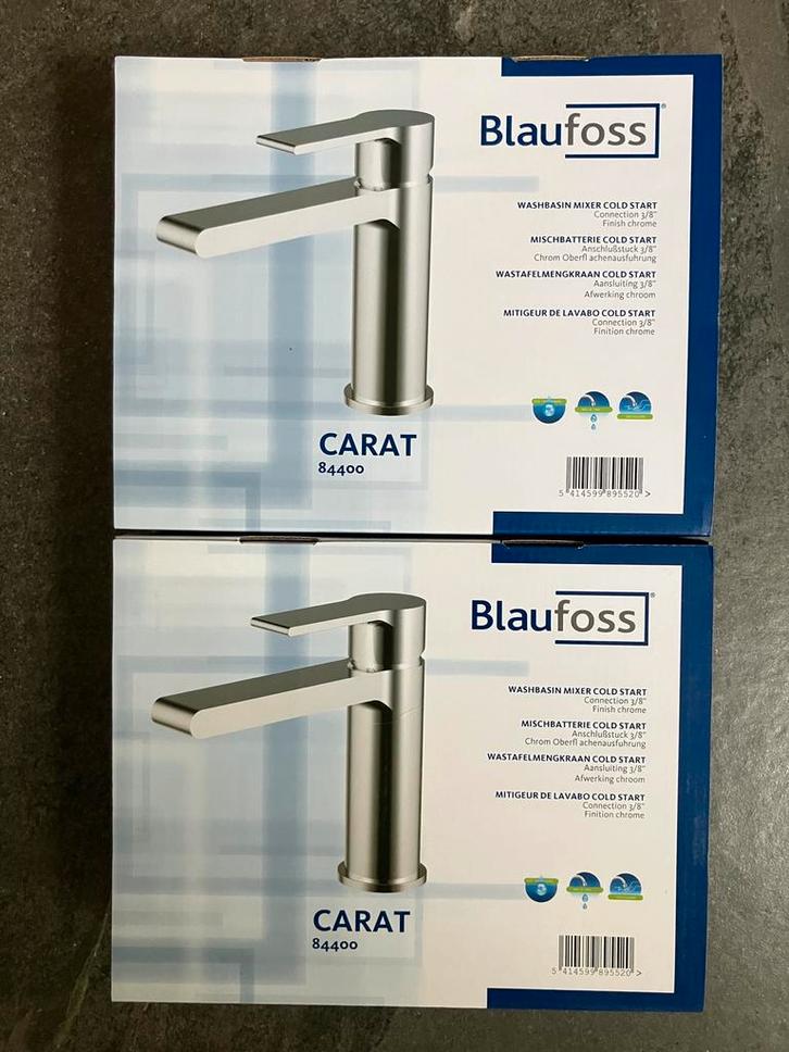Blaufloss - CARAT 84400 kranen - 2 stuks, Doe-het-zelf en Bouw, Sanitair, Nieuw, Wastafel, Chroom, Ophalen