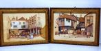 Antieke set van 2 schilderijen met houten lijst, Ophalen