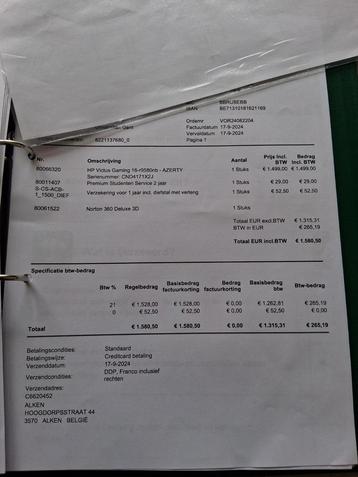 HP Victus gaming 16-r0580nb azerty i7 beschikbaar voor biedingen