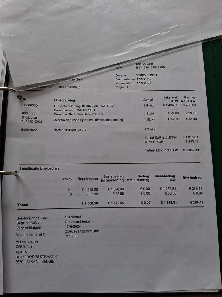 HP Victus gaming 16-r0580nb azerty i7, Computers en Software, Windows Laptops, Zo goed als nieuw, 16 inch, SSD, 4 Ghz of meer