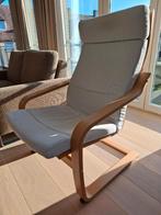 Stoel  “Poäng IKEA – berken frame – Knisa lichtgrijs, Huis en Inrichting, Stoelen, Ophalen, Hout, Gebruikt, Wit