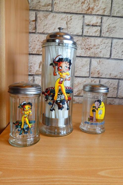 Betty Boop rietjeshouder en peper- en zoutset, Verzamelen, Beelden en Beeldjes, Nieuw, Mens, Ophalen of Verzenden