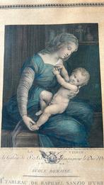 Gravure de la Vierge Marie avec Jésus 56 x 36 BEL ÉTAT, Enlèvement