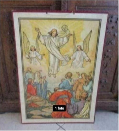 Mooie Schoolplaat - De Hemelvaart van Christus, Antiek en Kunst, Antiek | Schoolplaten, Overige thema's, Ophalen of Verzenden