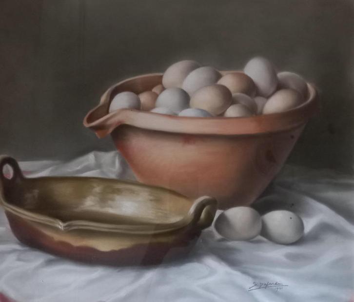 Peinture Simone Dujardin, Antiek en Kunst, Kunst | Schilderijen | Klassiek, Ophalen of Verzenden