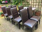 Lot de 8 chaises cuir brun salle à manger à €25 la pièce, Maison & Meubles, Chaises, Brun, Utilisé, Cuir