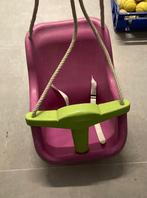 Baby Schommelzitje Luxe Roze/Limoengroen PP touwen, Ophalen, Zo goed als nieuw, Schommel
