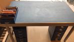 Blauwe bureau / werktafel - zwaar, metaal, industrieel, Ophalen, Gebruikt, Bureau