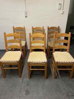 Set van 6 rustieke en gebruikte stoelen met rieten zitting, Huis en Inrichting, Ophalen, Landelijk-rustiek, Gebruikt, Bruin