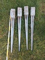 4 gegalvaniseerde grondpinnen 7cm x 7cm, Ophalen of Verzenden, Zo goed als nieuw, 50 tot 100 mm, Overige typen
