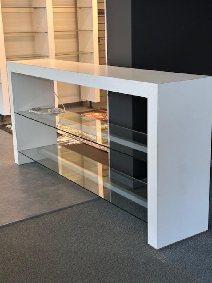 console meubel wit met glas, Huis en Inrichting, Kasten | Wandmeubels, Zo goed als nieuw, Minder dan 100 cm, 150 tot 200 cm, 25 tot 50 cm