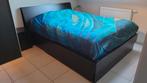 Tweepersoonsbed (frame + 2lattenbodems + 2 nachtkastjes), Huis en Inrichting, Ophalen of Verzenden, Gebruikt, Zwart