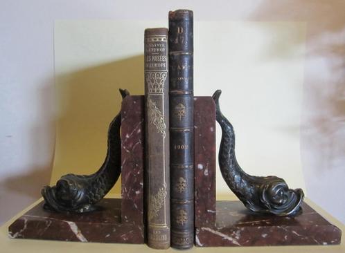 Art deco bronzen boekensteunen mythologische dolfijnen brons, Antiek en Kunst, Antiek | Brons en Koper, Brons, Verzenden