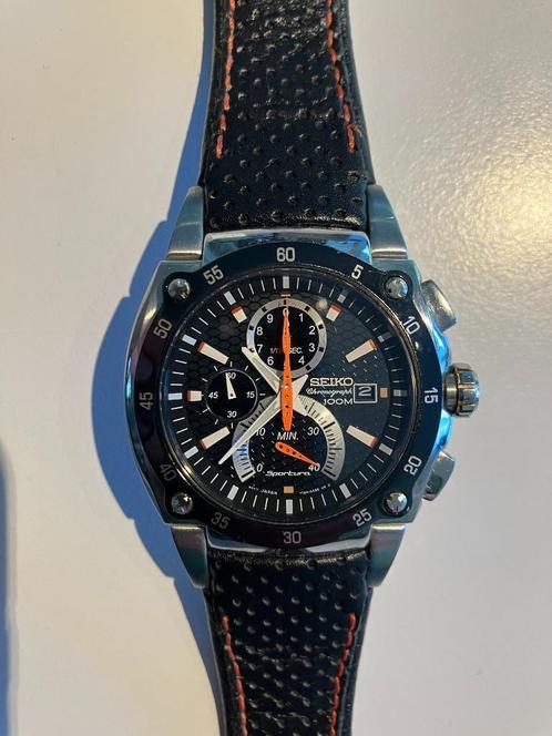 Seiko Sportura Chronograph, Handtassen en Accessoires, Horloges | Heren, Zo goed als nieuw, Polshorloge, Seiko, Leer, Ophalen of Verzenden