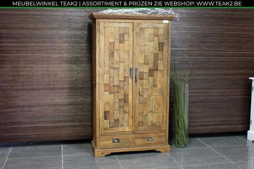 Nieuwe witte of teak wandkasten - dichte kasten bij TEAK2, Huis en Inrichting, Kasten | Wandmeubels, Nieuw, Met lade(s), Met deur(en)