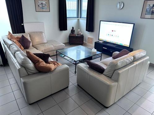 Lederen salon Natuzzi, Huis en Inrichting, Zetels | Zetels, Gebruikt, Hoekbank, Vierpersoons of meer, Leer, Ophalen