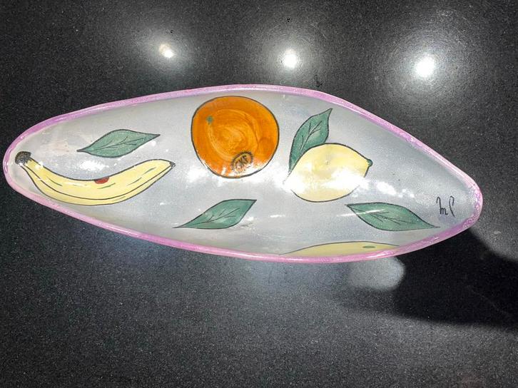 VTG Mid-Century Coceram Quaregnon lange fruitschaal faïence, Antiquités & Art, Antiquités | Céramique & Poterie, Enlèvement ou Envoi