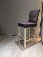 2 chaises de bar à cadre en bois avec microfibre cognac vint, Comme neuf, 90 cm ou plus, Bois, Enlèvement