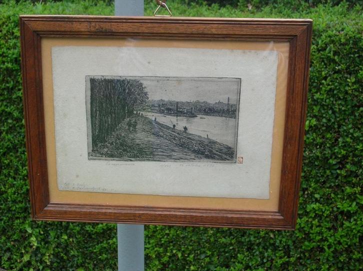 GESIGNEERD FRANÇOIS MARECHAL LIÈGE, Antiek en Kunst, Kunst | Etsen en Gravures, Ophalen of Verzenden