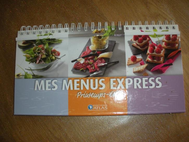 Livre de recettes " Mes menus express "., Boeken, Kookboeken, Nieuw, Voorgerechten en Soepen, Hoofdgerechten, Taart, Gebak en Desserts
