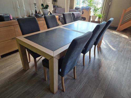Eet- en zitkamer - Lichte eik, Huis en Inrichting, Complete eetkamers, Gebruikt, 4 tot 6 stoelen, Ophalen