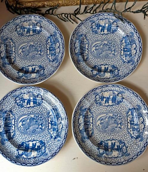 William Adams "Chinese Bird" collectie vier platte borden., Antiek en Kunst, Antiek | Servies los, Ophalen of Verzenden