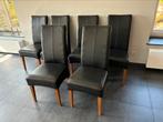 eettafel stoelen leder met hoge rugleuning, Huis en Inrichting, Ophalen, Zwart, Hout, Vijf, Zes of meer stoelen