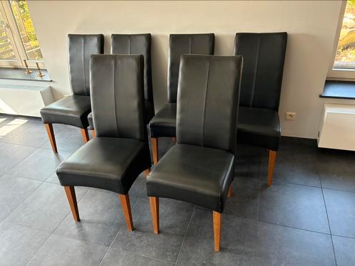 eettafel stoelen leder met hoge rugleuning, Huis en Inrichting, Stoelen, Zo goed als nieuw, Vijf, Zes of meer stoelen, Hout, Leer