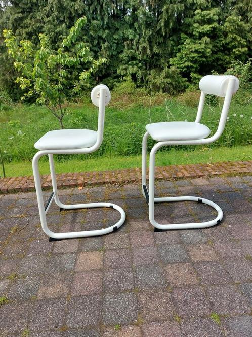 2 zitkrukken/jaren 60_70/  2voor 24€, Maison & Meubles, Chaises, Comme neuf, Blanc, Enlèvement