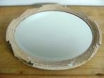 massief houten art deco spiegel, Ophalen of Verzenden, Ovaal, Minder dan 50 cm, Minder dan 100 cm