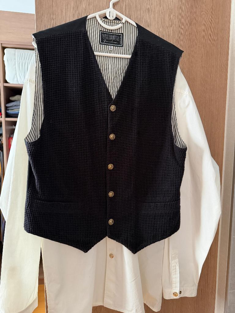 Versace herenhemd + ondervest, Kleding | Heren, Ophalen of Verzenden, Zo goed als nieuw, Wit, Versace