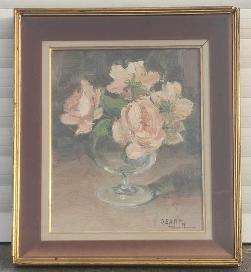 Huile sur panneau fleur signe d barth, Antiek en Kunst, Kunst | Schilderijen | Klassiek, Ophalen of Verzenden