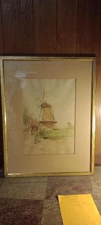 Aquarel op gesigneerde ets, D. DERYCKER en co., n657, Antiek en Kunst, Kunst | Schilderijen | Klassiek, Ophalen