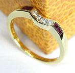 18KT ring met Briljant geslepen diamanten en Robijnen, 18 tot 19, Ophalen of Verzenden, Zo goed als nieuw, Met edelsteen
