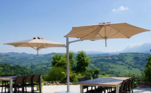 Dubbele parasol paraflex op uitschuifbare mast Parasols ook, Tuin en Terras, Parasols, Zo goed als nieuw, Verstelbaar, Ophalen