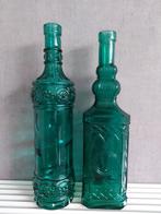 2 groene glazen flessen, Antiek en Kunst, Ophalen