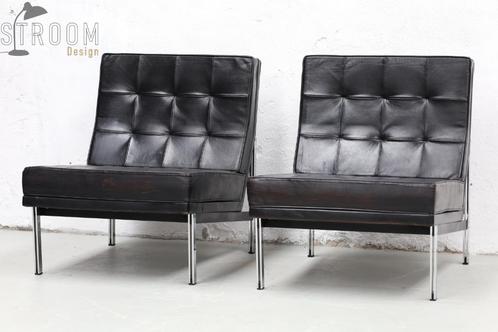 Knoll Parallel Bar Chairs Zetels Vintage Jaren 50 Design, Huis en Inrichting, Fauteuils, Gebruikt, Hout, Leer, Metaal, 50 tot 75 cm